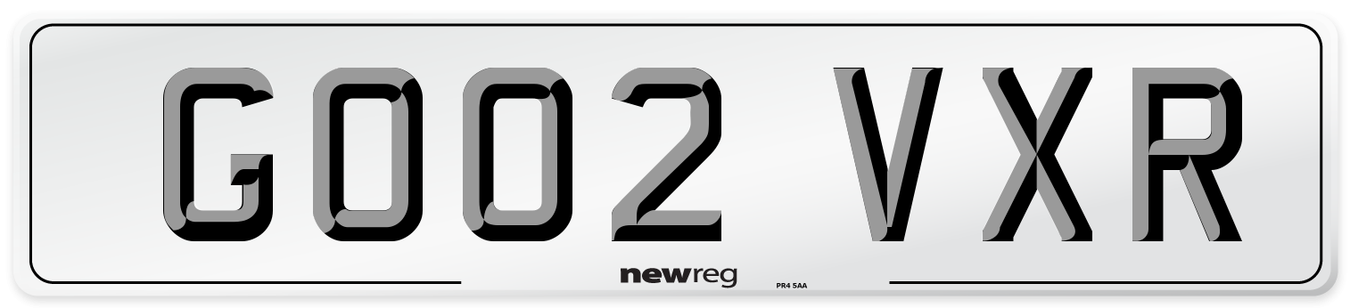 GO02 VXR Number Plate from New Reg